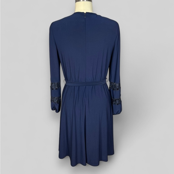 Lauren RL Navy Jersey Lace-Sleeve Dress sz 6 - Picture 3 of 11